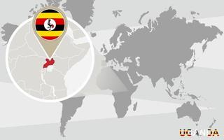 mapa del mundo con uganda ampliada vector