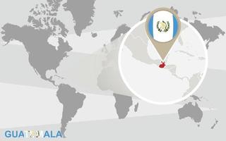 World map with magnified Guatemala vector