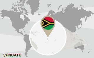 mapa del mundo con vanuatu ampliado vector