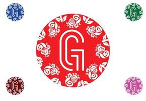 Letter g with flower logo and icon graphic design template vector