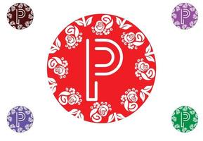 Letter p with flower logo and icon graphic design template vector