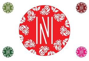 Letter n with flower logo and icon graphic design template vector