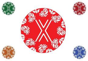 letra x con logotipo de flor y plantilla de diseño gráfico de iconos vector