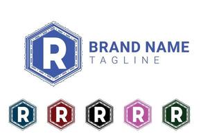 r letra nuevo logotipo y diseño de iconos vector