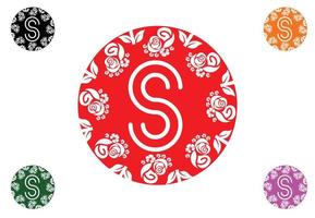 Letter s with flower logo and icon graphic design template vector