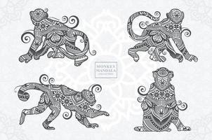 mandala animal, silueta animal, animal del bosque mandala, páginas para colorear mandala animal, arte lineal, vector mandala.
