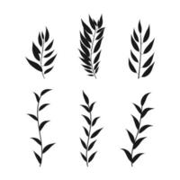 Abstract silhouette sprigs of plants with leaves set vector