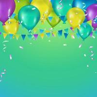 Festive background with balloons, bunting and serpentine vector