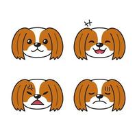 Set of character shih tzu dog faces showing different emotions vector