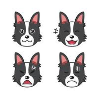 Set of character shepherd dog faces showing different emotions vector