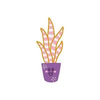 Cute succulent plant in pot, vector flat illustration in hand drawn style