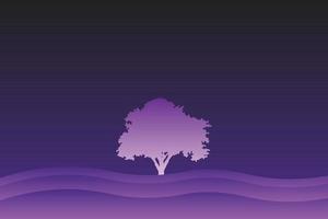 diseño plano de paisaje de fondo con vector premium de árbol