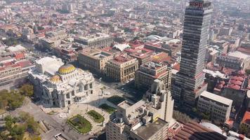 Aerial view of Mexico City, light trails and Bellas Artes. Downtown of Ciudad de Mexico, near Latinoamericana Tower video