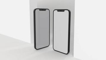 3D render illustratie hand met de witte smartphone met volledig scherm en modern frame minder ontwerp - geïsoleerd op een witte achtergrond video