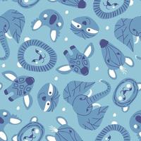 Seamless pattern with muzzles of wild animals vector