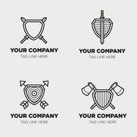 Shield logo icon template collection set design, generic line style vector