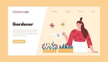 Gardener landing page template vector