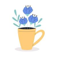 Bouquet of flowers in cup vector