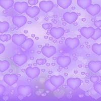 Ultra violet hearts 3d background. Valentine s day shiny greeting card. Romantic vector illustration. Easy to edit design template.