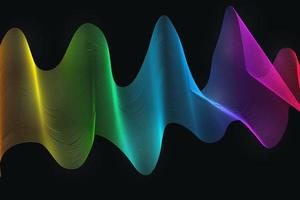 Colorful bright wavy lines on a dark background. Abstract rainbow wave backdrop. Easy to edit design template for your artworks. vector