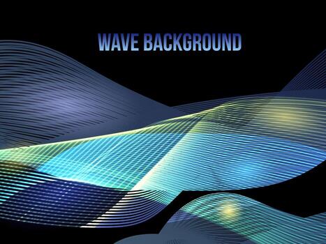 Colorful moving wavy lines in a dark. Abstract wave background. Easy to edit design template. vector