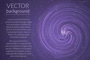 Ultra violet wavy space background. Glowing spiral cosmic banner with sample text . Futuristic vector illustration. Easy to edit design template.
