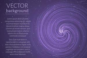 Ultra violet wavy space background. Glowing spiral cosmic banner with sample text . Futuristic vector illustration. Easy to edit design template.