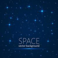 Dark blue space background. Glowing stars and sparkling particles. Universe vector illustration. Easy to edit design template for your artworks.