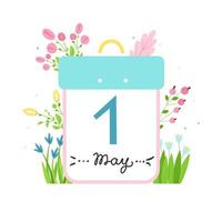 concept of abstract calendar 1 may. Spring and Labor Day, the beginning of the month. Vector illustration