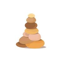 Tower of stones. Beach pebble pyramid. Spa stones. The isolated image on a white background. Vector illustration, flat