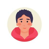 transgender avatar in red sweatshirt. Design of sites, technical support, sat-bots, forums. Vector illustration