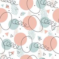 seamless minimalistic abstract pattern. Delicate pastel colors, geometric shapes and floral prints, lines. For fabric, paper, cover stories, phone cases. Vector illustration