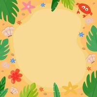 plantilla de marco en estilo de playa. fondo para invitaciones, anuncios, tarjetas de visita, menús de restaurantes de playa, anuncios junto al mar. ilustración vectorial de dibujos animados. vector