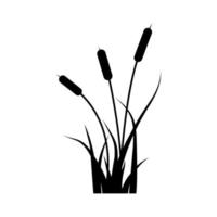 Reeds and grass black silhouette. Simple flat vector illustration isolated on white background