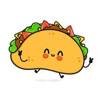 Cute funny taco character. Vector hand drawn cartoon kawaii character illustration icon. Isolated on white background. Taco character concept