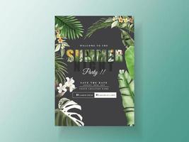 Exotic floral tropical party invitation card vector