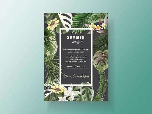 Exotic floral tropical party invitation card