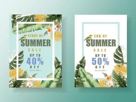 banner de venta de verano tropical floral exótico vector