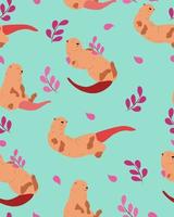 Cute pattern with otters vector