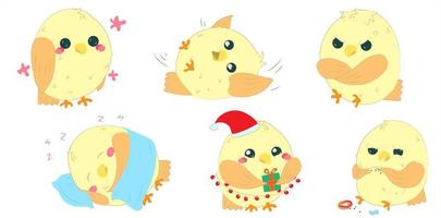 Set of litlle yellow bird vector