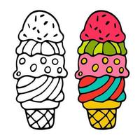 helado de colores aislado sobre fondo blanco. vector