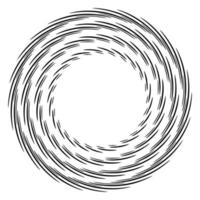 Dotted, dots, speckles abstract concentric circle frame. Spiral, swirl, twirl element. Circular and radial lines volute, helix. Segmented circle with rotation. Radiating arc lines. Cochlear, vortex vector