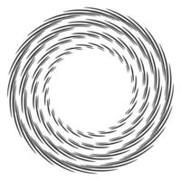 Dotted, dots, speckles abstract concentric circle frame. Spiral, swirl, twirl element. Circular and radial lines volute, helix. Segmented circle with rotation. Radiating arc lines. Cochlear, vortex vector