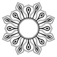 Abstract doodle curly thin line round frame isolated on white background. Mandala border. vector