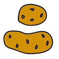 Cartoon doodle linear potato isolated on white background. vector