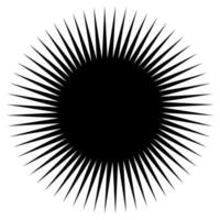 Star, round element, halftone rays isolated on white background. Black logo. Geometric shape. vector