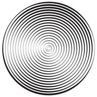 Concentric linear circles, neutral round element. Halftone outline element isolated on white background. vector