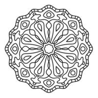 esquema mandala. flor de garabato redonda ornamental aislada sobre fondo blanco. elemento de círculo geométrico. vector