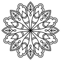 esquema mandala. flor de garabato redonda ornamental aislada sobre fondo blanco. elemento de círculo geométrico. vector