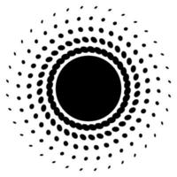 Screen printing pattern. Radiant frame. Abstract vortex. Circular pattern. Pop art round halftone frame isolated on white. Abstract whirligig, eyeball. Dotted print. vector